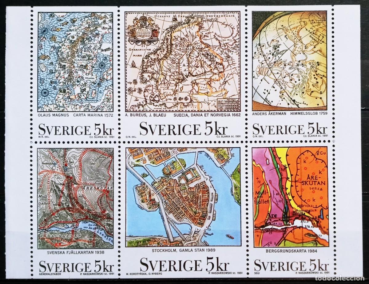 Sellos: SUECIA - IVERT 1637/42 NUEVOS ** - CARTOGRAFIA CARTAS Y PLANOS - A&Ntilde;O 1991
