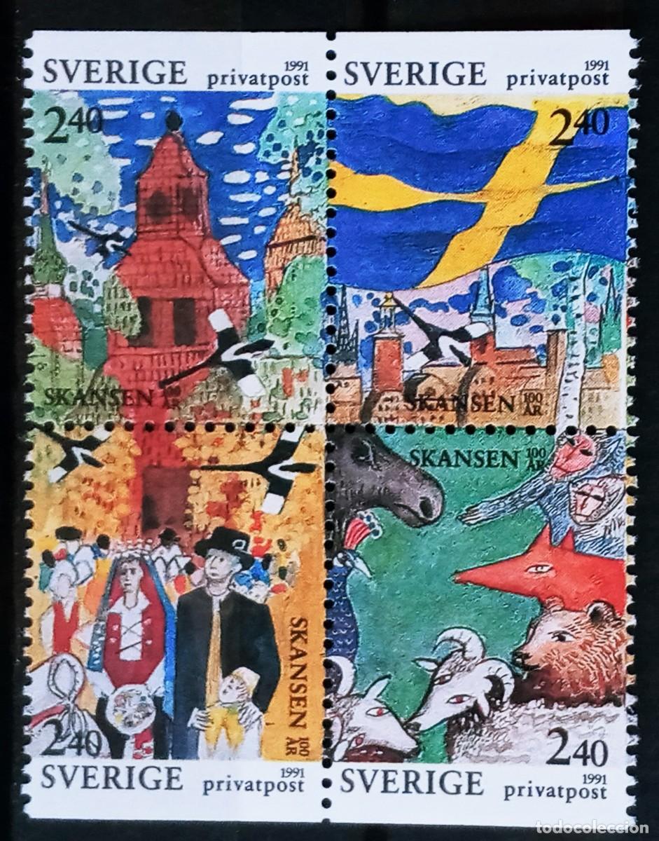 Sellos: SUECIA - IVERT 1645/48 NUEVOS ** CENTEN. MUSEO SKANSEN - A&Ntilde;O 1991