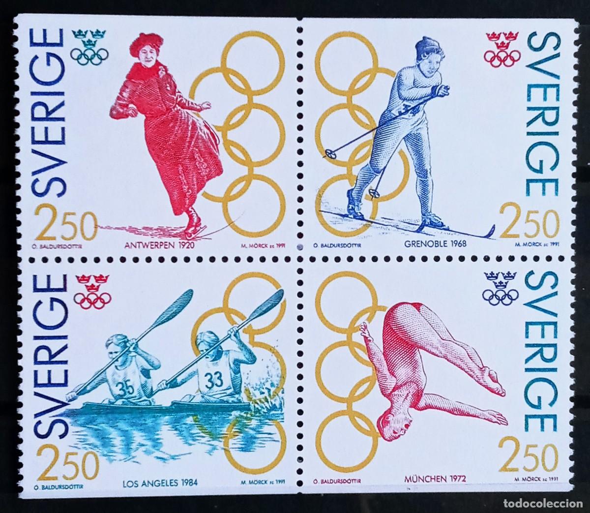 Sellos: SUECIA - IVERT 1662/65 NUEVOS ** DEPORTES MEDALLAS DE ORO EN JJ.OO. A&Ntilde;O 1991