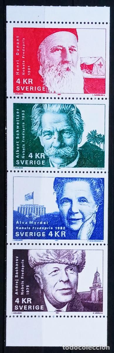 Sellos: SUECIA - IVERT 1673/76 NUEVO ** PREMIOS NOBEL DE LA PAZ A&Ntilde;O 1991