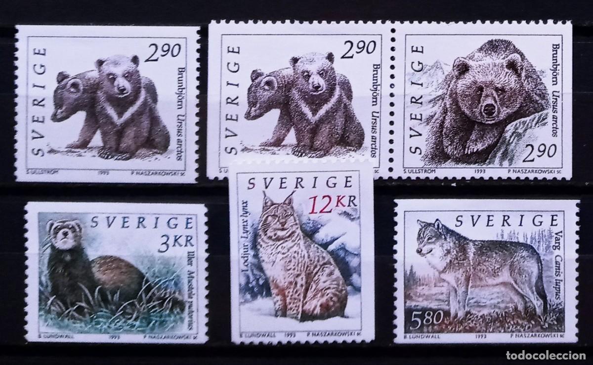 Sellos: SUECIA - IVERT 1738/38A NUEVO ** SERIE FAUNA ANIMALES SALVAJES DE SUECIA A&Ntilde;O 1993