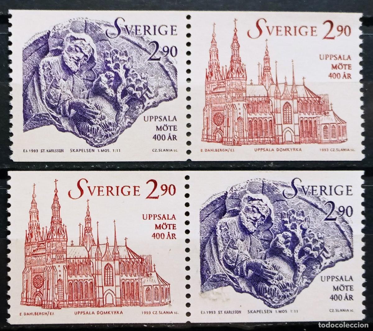 Sellos: SUECIA - IVERT 1752/53 NUEVO ** 2 PAREJAS 400&ordm; ANIV. DEL SINODO DE UPPSALA A&Ntilde;O 1993