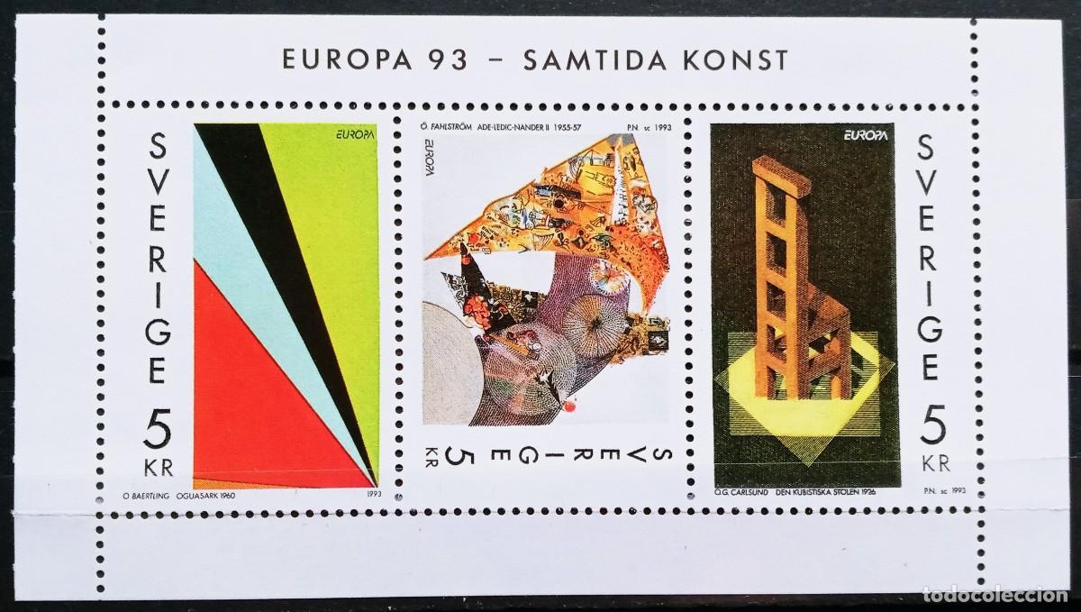 Sellos: SUECIA - IVERT 1756/58 HOJA BLOQUE N&ordm;23 NUEVO ** EUROPA CEPT A&Ntilde;O 1993 ARTE CONTEMPORANEO