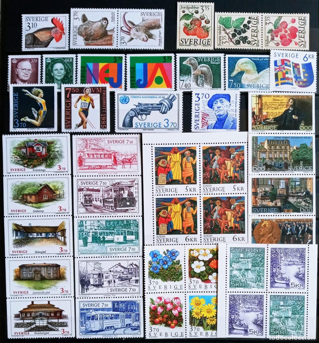 Sellos: SUECIA - IVERT A&Ntilde;O 1995 COMPLETO NUEVOS ** 64 SELLOS - LOS DE LAS 2 FOTOS