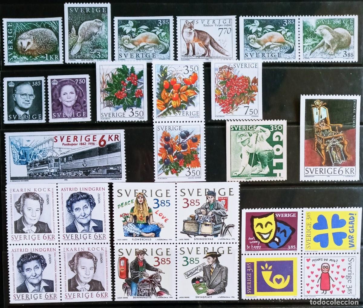 Sellos: SUECIA - IVERT A&Ntilde;O 1996 COMPLETO NUEVOS ** 58 SELLOS - LOS DE LAS 2 FOTOS