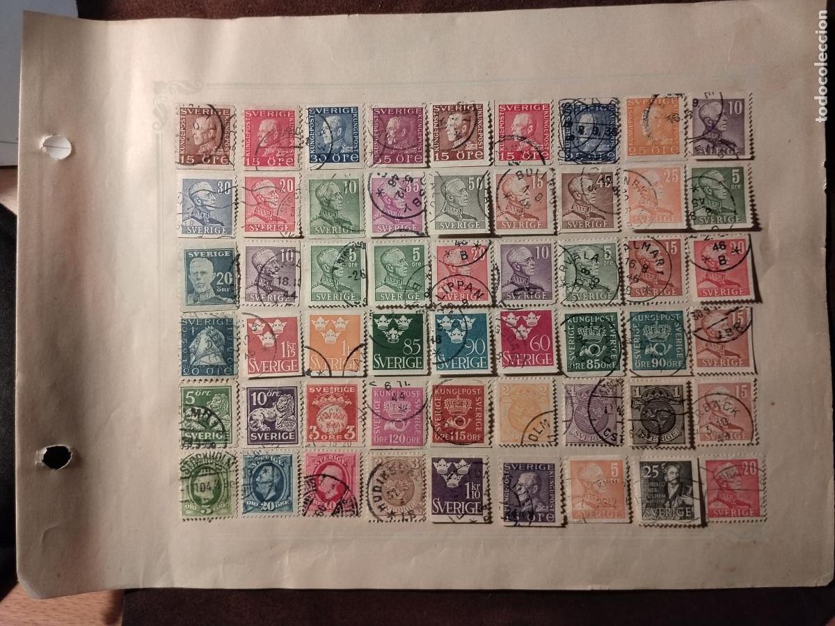 Sellos: SUECIA &ndash; Lote de 56 sellos usados &ndash; Gustaf V &ndash; 1910&ndash;1960
