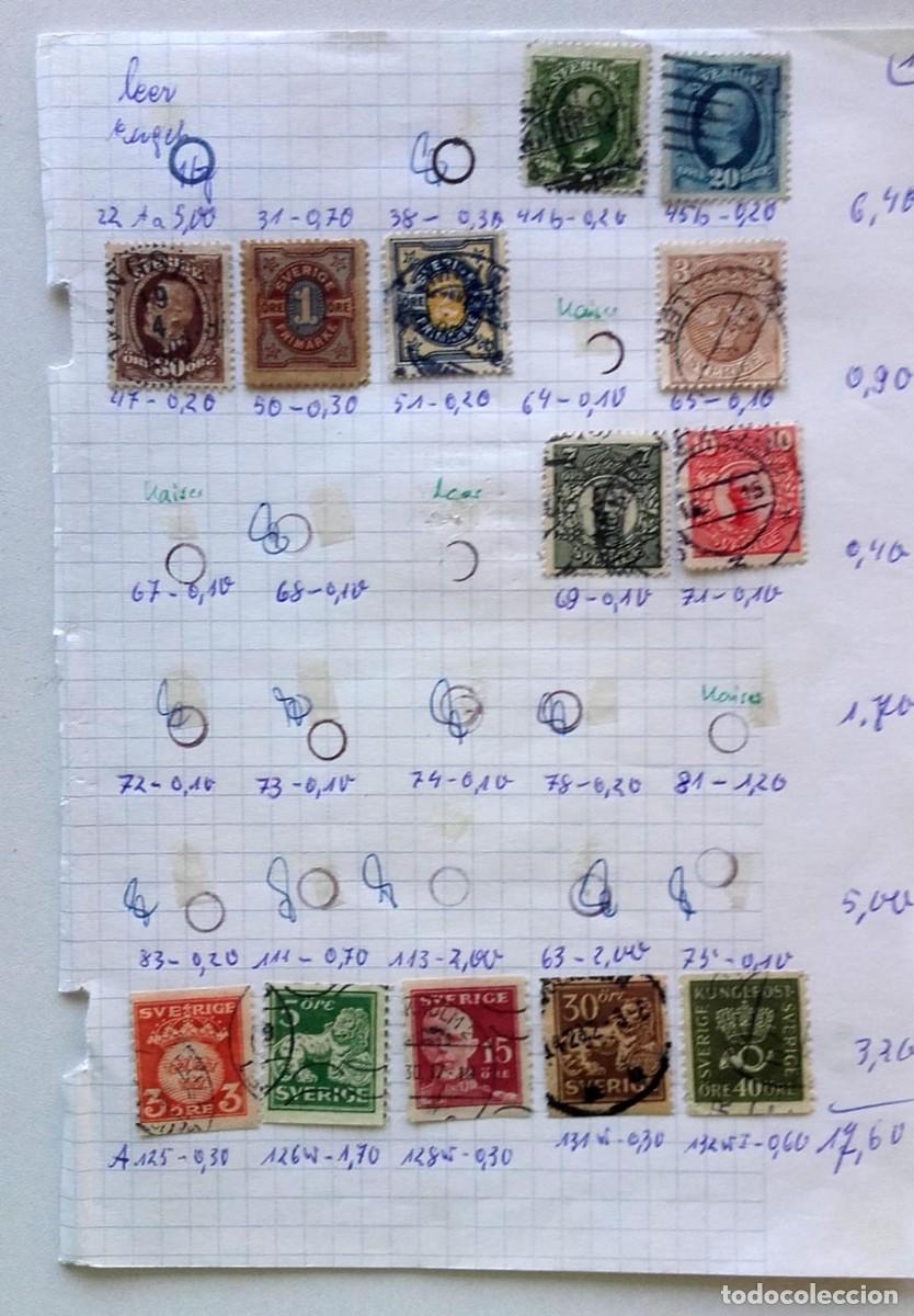 Sellos: Suecia p&aacute;gina de &aacute;lbum con 13 sellos antiguos