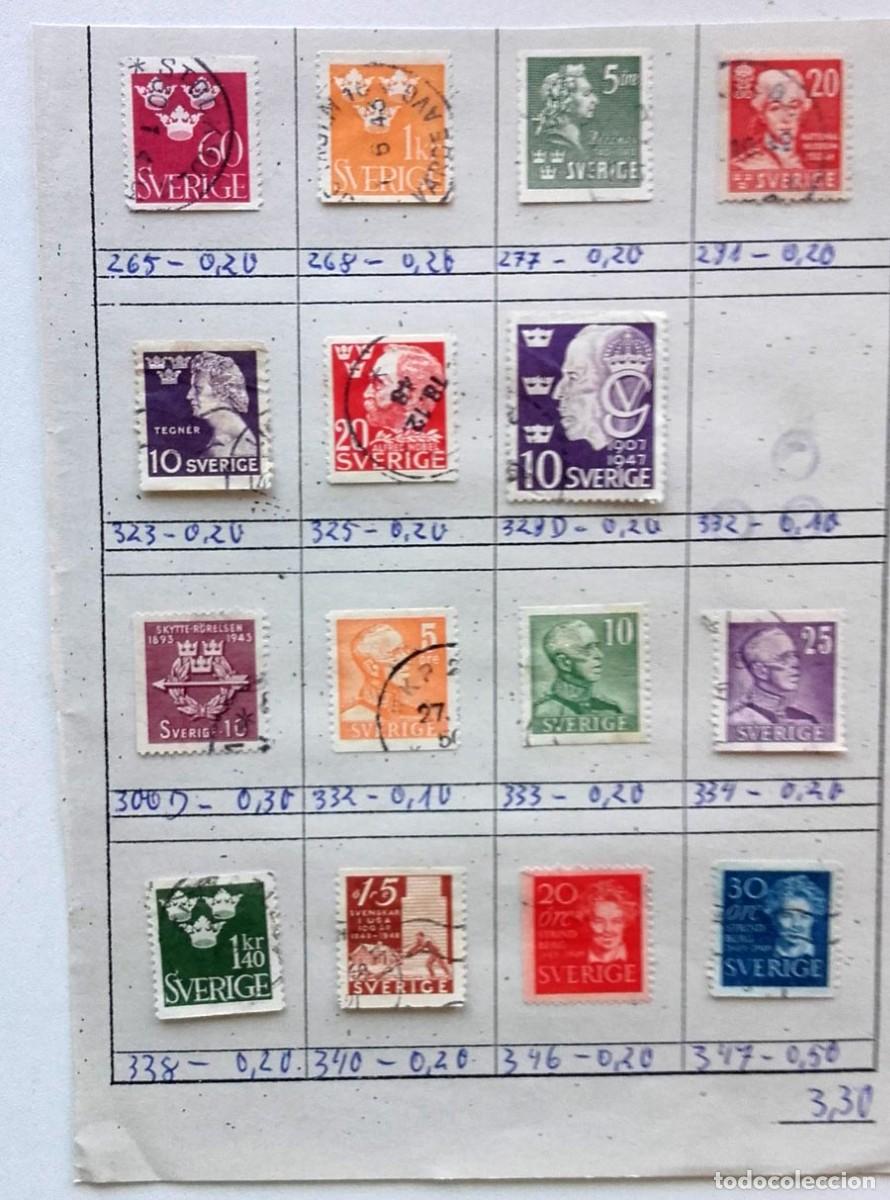 Sellos: Suecia p&aacute;gina de &aacute;lbum con 19 sellos antiguos