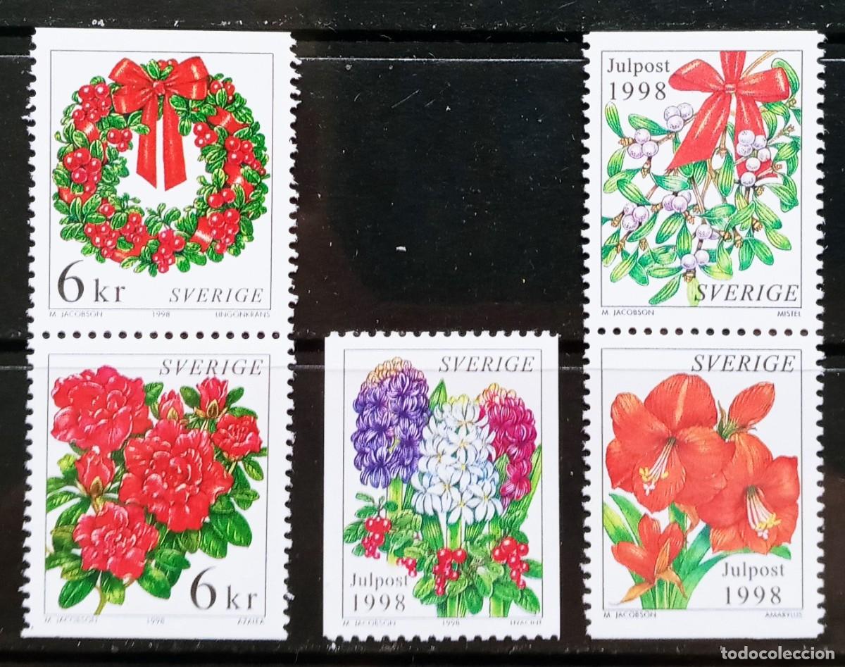 Sellos: SUECIA - IVERT 2066/70 NUEVOS ** NAVIDAD A&Ntilde;O 1998 - FLORES