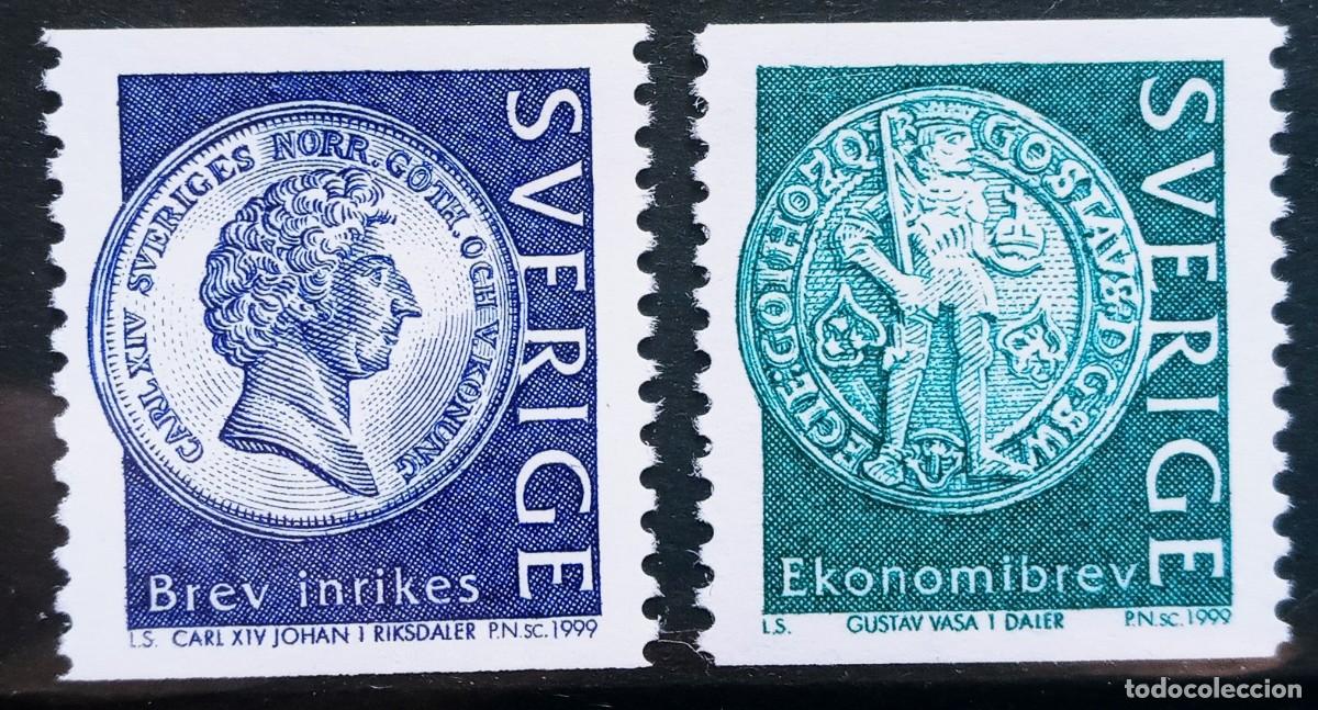 Sellos: SUECIA - IVERT 2075/76 NUEVOS ** SERIE BASICA MONEDAS A&Ntilde;O 1999