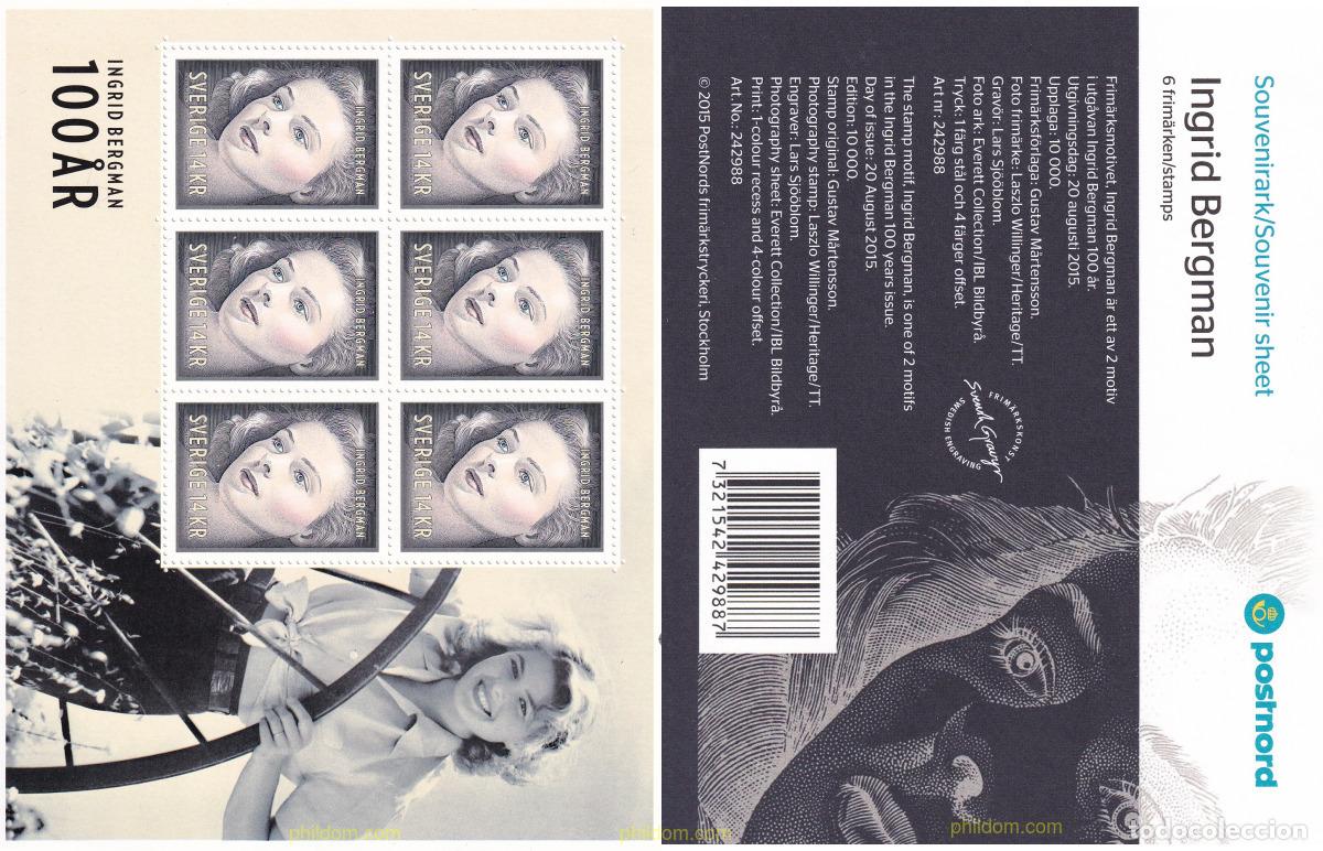 Sellos: 699281 MNH SUECIA 2015 CENTENARIO DEL NACIMIENTO DE INGRID BERGMAN (1915-1982)
