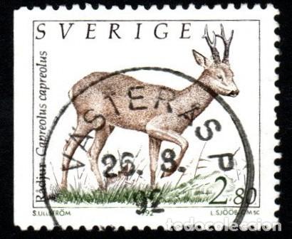 Sellos: Suecia. Animales Salvajes. Corzo Europeo. 1992 YT-1689. usado