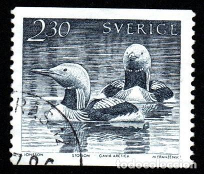 Sellos: Suecia. Ave acu&aacute;tica. Colimbo &aacute;rtico. 1986 YT-1356. usado