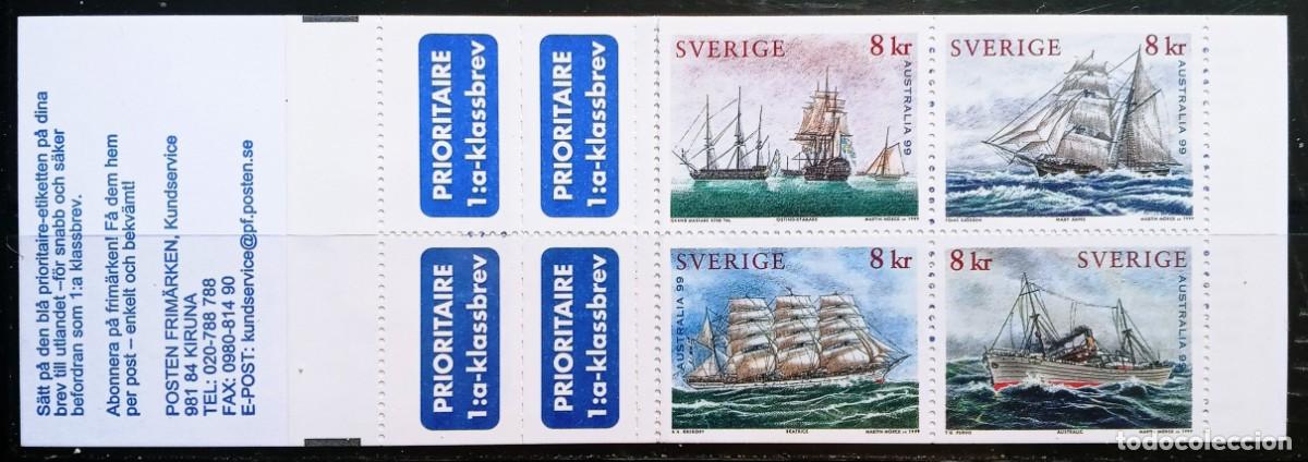 Sellos: SUECIA - IVERT 2080/83 CARNET C2080 NUEVO ** EXPO. FILATELICA INTERN. AUSTRALIA 99 - BARCOS A&Ntilde;O 1999