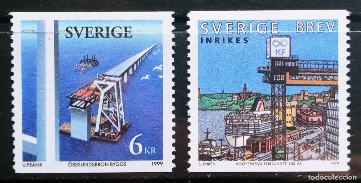 Sellos: SUECIA - IVERT 2094/95 NUEVO ** CONSTRUCCION PUENTE SOBRE EL &Ouml;RESUD UNE SUECIA CON DINAMARCA 1999