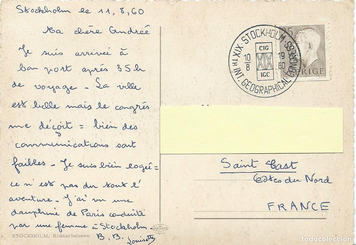 Sellos: 1960. SUECIA/SWEDEN. MATASELLOS/POSTMARK. CONGRESO GEOGR&Aacute;FICO/GEOGRAPHICAL CONGRESS. CIENCIAS.
