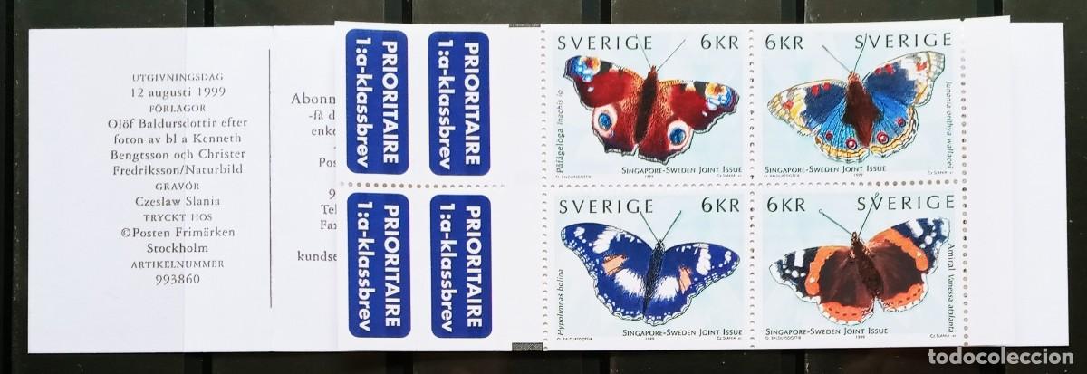 Sellos: SUECIA - IVERT 2107/10 CARNET C2107 NUEVO ** SERIE DE FAUNA MARIPOSAS A&Ntilde;O 1999