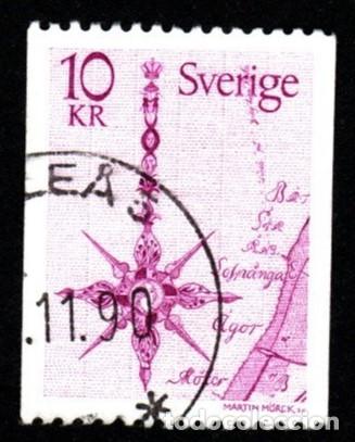 Sellos: Suecia. Flecha del Norte Sobre el Mapa. 1978 YT-1019 S. Completa. usado