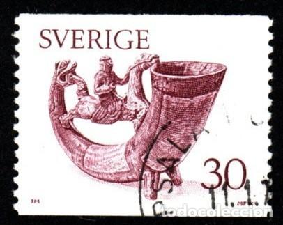 Sellos: Suecia. S. XII. Cuerno para Beber. 1976 YT-936 . usado