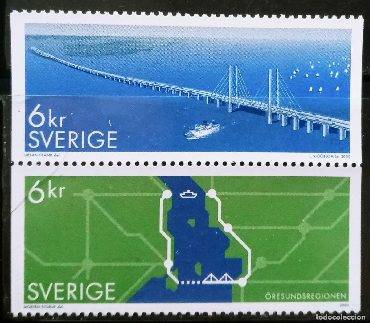 Sellos: SUECIA - IVERT 2159/60 NUEVOS ** PUENTE SOBRE EL RIO &Ouml;RESUND A&Ntilde;O 2000