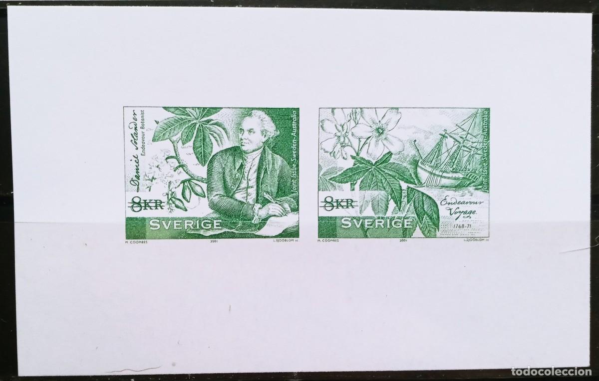 Sellos: SUECIA - IVERT 2230/31 + PRUEBA NUEVOS ** HOMENAJE AL BOTANICO DANIEL SALANDER A&Ntilde;O 2001