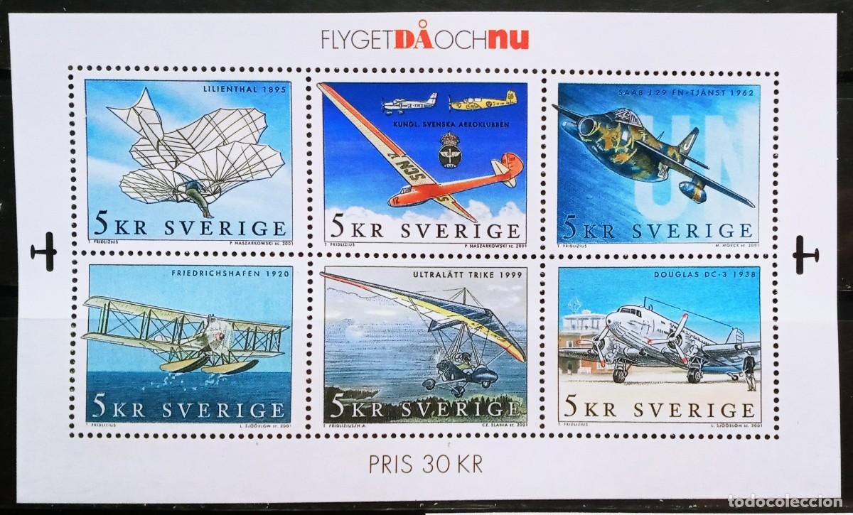 Sellos: SUECIA - IVERT 2232/37 NUEVOS ** SERIE AVIONES A&Ntilde;O 2001