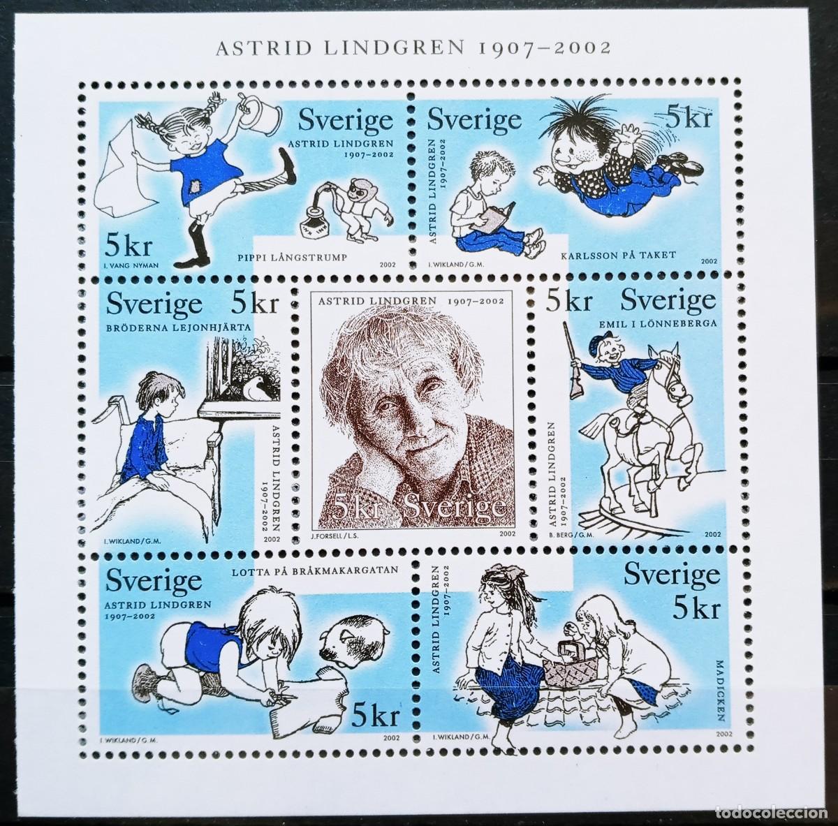 Sellos: SUECIA - IVERT LOTE 2257/63 NUEVOS ** ASTRID LINDGREN AUTORA DE CUENTOS INFANTILES A&Ntilde;O 2002