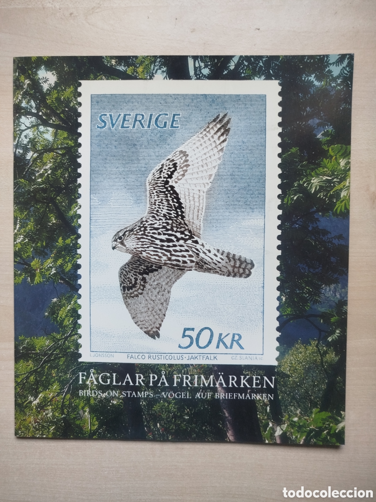 Sellos: Libro Folleto Filatelia Suecia 1988 - F&aring;glar p&aring; frim&auml;rken (Aves) - Grabados de Czeslaw Slania
