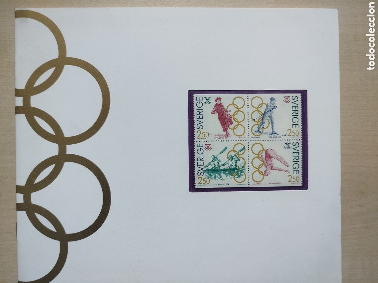 Sellos: Lote carpetas filat&eacute;lites Suecia 1992 - Olympiskt Guld (Oro Ol&iacute;mpico) - Bloques MNH Gofrados