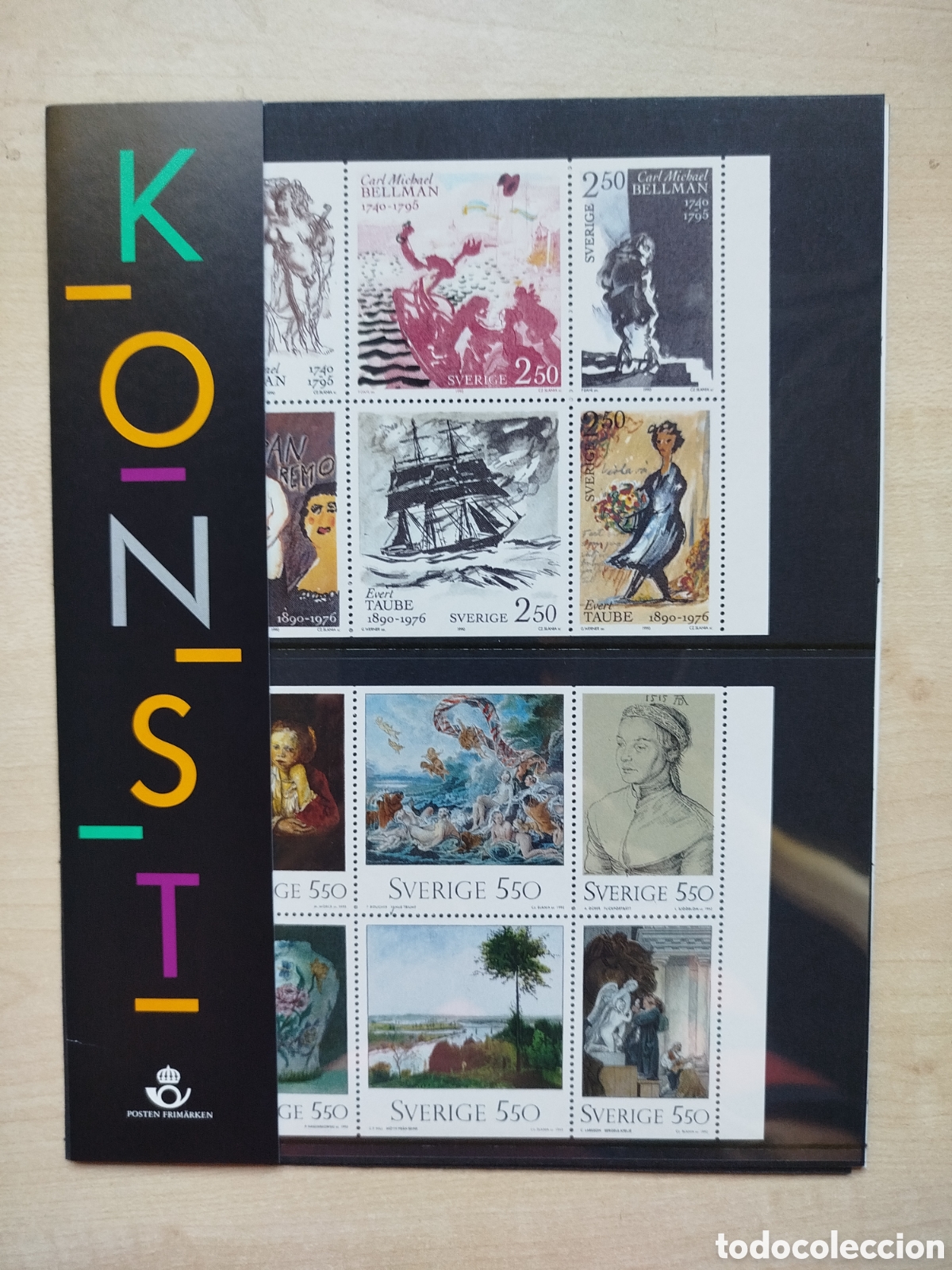 Sellos: Libro Set Oficial Suecia 1994 - Konstn&auml;rer (Artistas Suecia-Francia) Con Sellos MNH