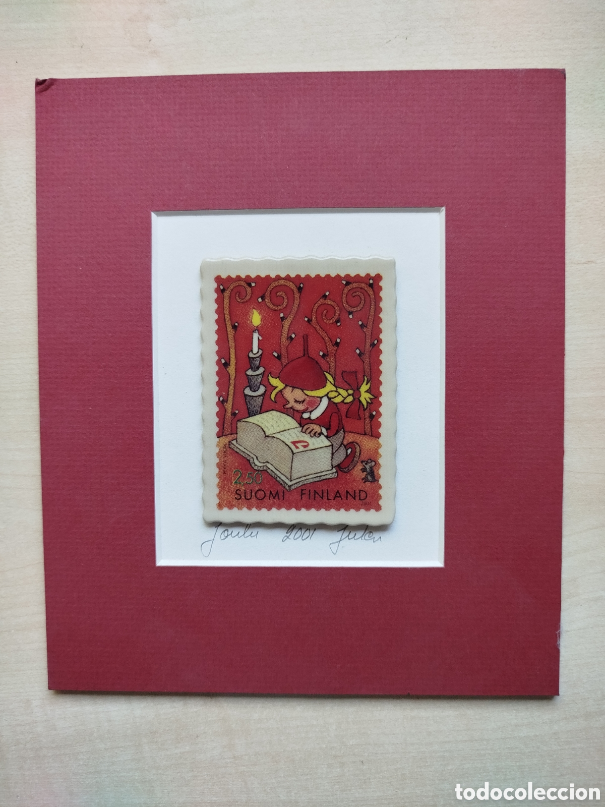 Sellos: Tarjeta Cuadro Cer&aacute;mico Finlandia 2001 - Sello Navidad Joulu Pekka Vuori Posti