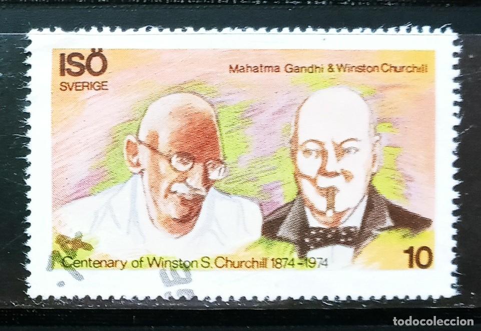 Sellos: SUECIA - IVERT ..... USADOS - SERIE PERSONAJES Winston Churchill Y Mahatma Gandhi