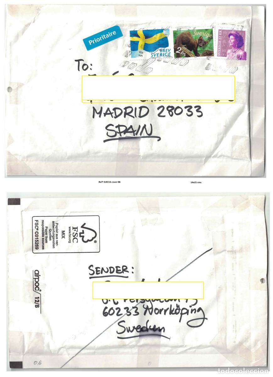Sellos: Sobre de 14x21 cms remitido desde Suecia (Sweden) a Madrid