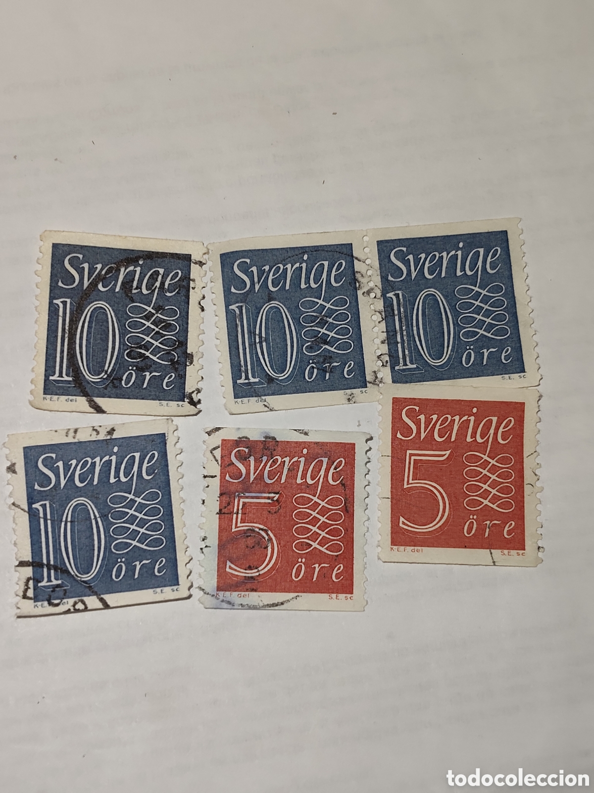 Sellos: 6 sellos de Suecia valor n&uacute;merico 1954