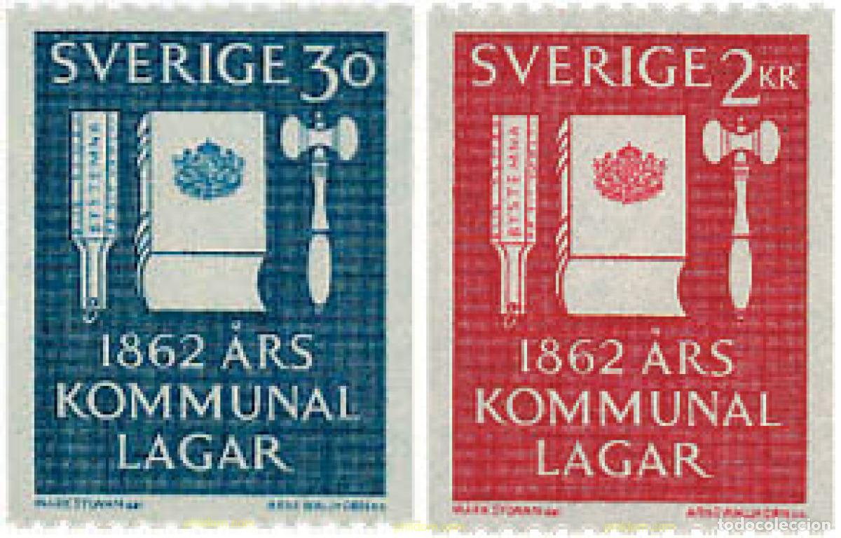 Sellos: 240087 MNH SUECIA 1962 CENTENARIO DE LAS LEYES MUNICIPALES