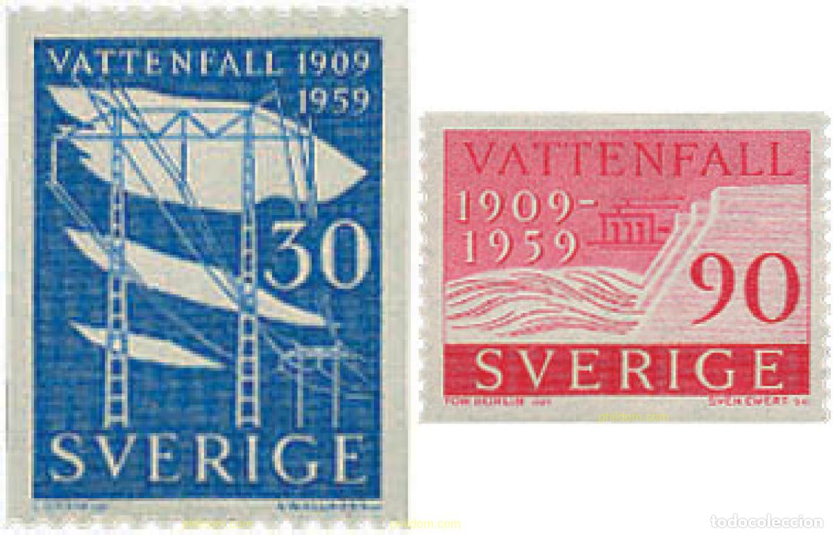 Sellos: 107522 MNH SUECIA 1959 50 ANIVERSARIO DE LA ENERGIA HIDRO-ELECTRICA DE ESTADO