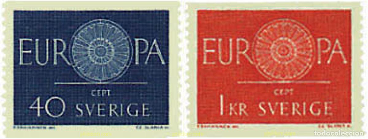 Sellos: 62051 MNH SUECIA 1960 EUROPA CEPT. RUEDA CON 19 RADIOS