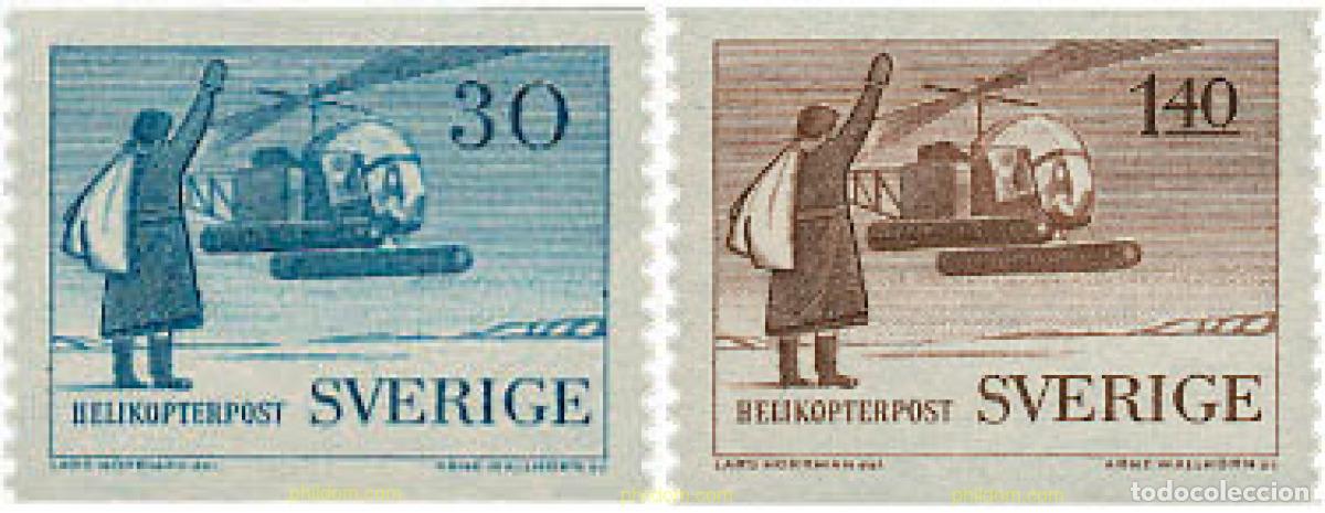 Sellos: 107490 MNH SUECIA 1958 10 ANIVERSARIO DEL CORREO AEREO POR HELICOPTERO