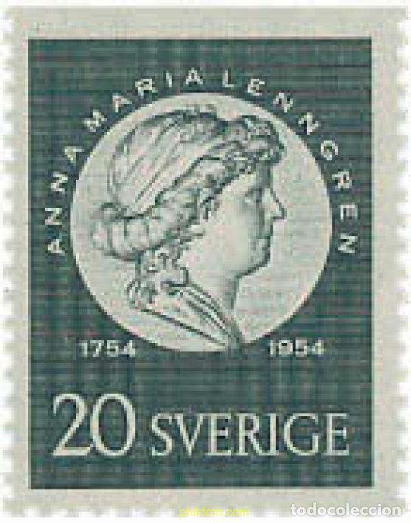Sellos: 793638 MNH SUECIA 1954 BICENTENARIO DEL NACIMIENTO DE ANNA MARIA LENNGREN