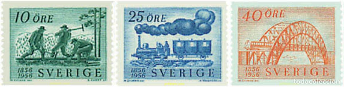 Sellos: 58961 MNH SUECIA 1956 CENTENARIO DE LOS FERROCARRILES SUECOS