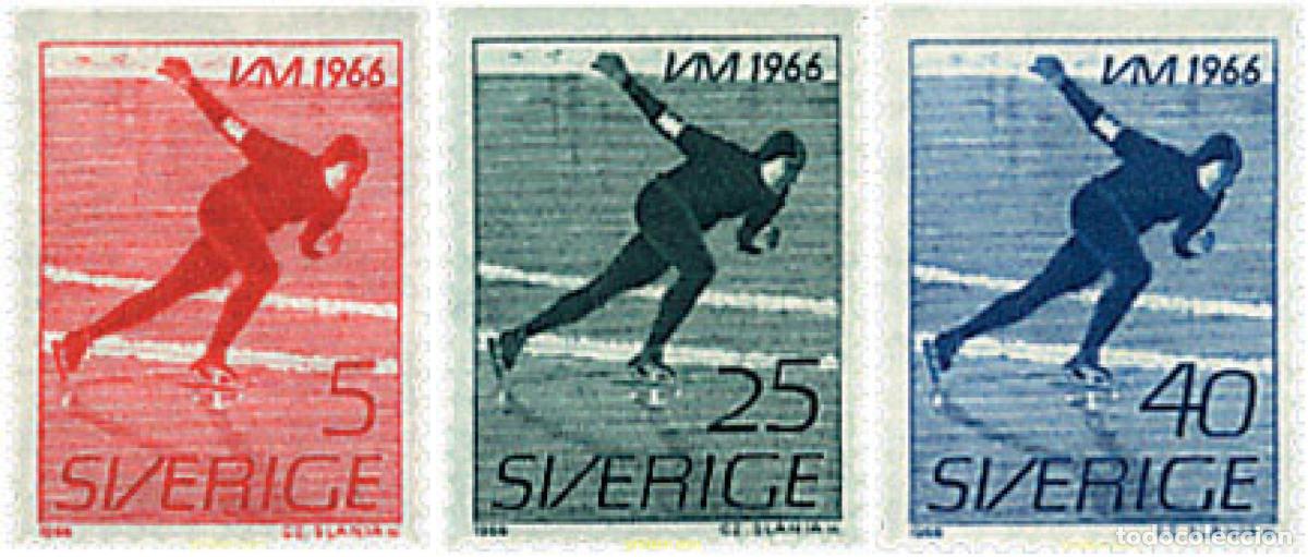 Sellos: 77951 MNH SUECIA 1966 CAMPEONATOS DEL MUNDO DE PATINAJE MASCULINO EN GOTEBORG