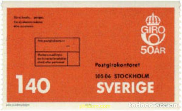 Sellos: 109288 MNH SUECIA 1975 50 ANIVERSARIO DE LOS CHEQUES POSTALES
