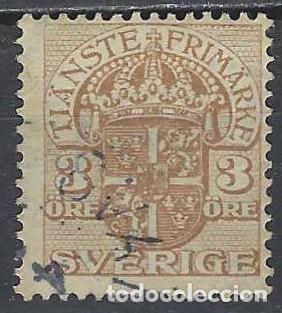 Sellos: SUECIA 1911-19 - S.OFICIAL, ESCUDO DE ARMAS, MARR&Oacute;N CLARO - USADO