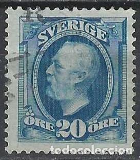 Sellos: SUECIA 1891-1903 - REY OSCAR II, AZUL - USADO