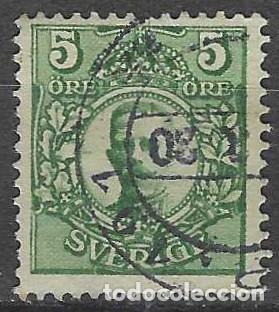 Sellos: SUECIA 1911-19 - REY GUSTAVO V, VERDE - USADO