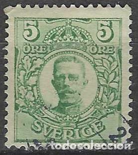 Sellos: SUECIA 1911-19 - REY GUSTAVO V, VERDE - USADO