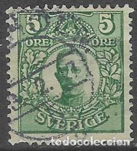 Sellos: SUECIA 1911-19 - REY GUSTAVO V, VERDE - USADO