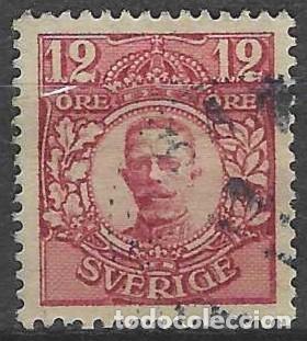Sellos: SUECIA 1911-19 - REY GUSTAVO V, ROJO VINO - USADO