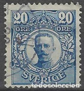 Sellos: SUECIA 1911-19 - REY GUSTAVO V, AZUL - USADO