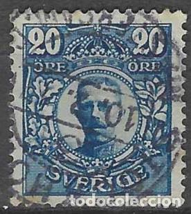 Sellos: SUECIA 1911-19 - REY GUSTAVO V, AZUL - USADO